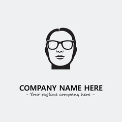 woman with glasses silhouette illustration black and white for logo company vector image

