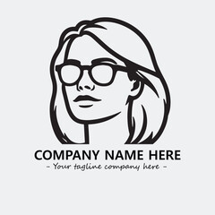 woman with glasses silhouette illustration black and white for logo company vector image
