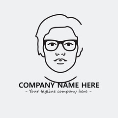 woman with glasses silhouette illustration black and white for logo company vector image
