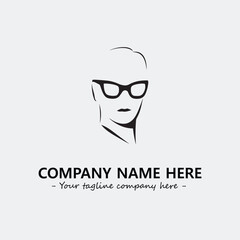 woman with glasses silhouette illustration black and white for logo company vector image
