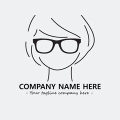 woman with glasses silhouette illustration black and white for logo company vector image
