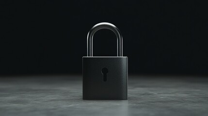 Fototapeta premium A sleek black padlock stands prominently against a dark background, symbolizing security and protection.