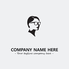 woman with glasses silhouette illustration black and white for logo company vector image

