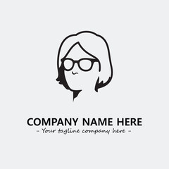 woman with glasses silhouette illustration black and white for logo company vector image
