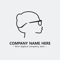 woman with glasses silhouette illustration black and white for logo company vector image
