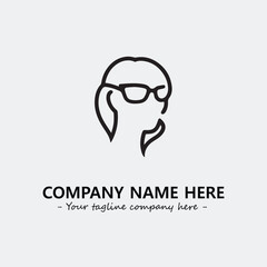 woman with glasses silhouette illustration black and white for logo company vector image
