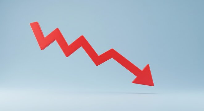 Red Arrow Falling Zigzag Chart