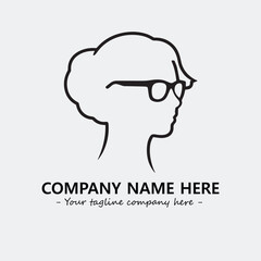 woman with glasses silhouette illustration black and white for logo company vector image
