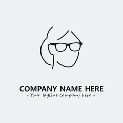 woman with glasses silhouette illustration black and white for logo company vector image
