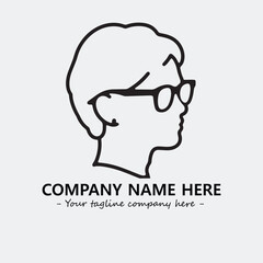 woman with glasses silhouette illustration black and white for logo company vector image
