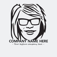 woman with glasses silhouette illustration black and white for logo company vector image
