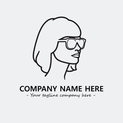 woman with glasses silhouette illustration black and white for logo company vector image
