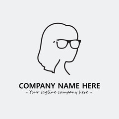 woman with glasses silhouette illustration black and white for logo company vector image

