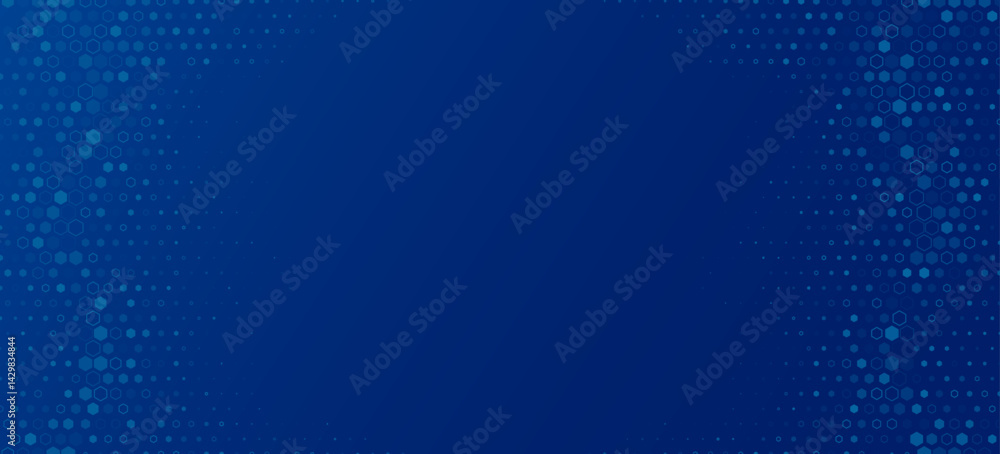 Poster abstract pattern of blue hexagons for technology or science background. cyber honeycomb mosaic templ