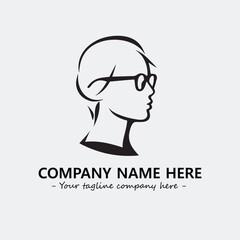 woman with glasses silhouette illustration black and white for logo company vector image
