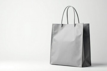 Stylish gray canvas shopping bag, clean white backdrop, clean, holder, casual