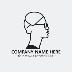 woman with glasses silhouette illustration black and white for logo company vector image
