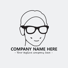 woman with glasses silhouette illustration black and white for logo company vector image
