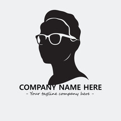 woman with glasses silhouette illustration black and white for logo company vector image
