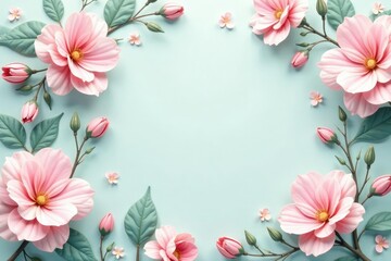 Fototapeta premium Subtle pastel floral motif, delicate repeating design for calming feed, minimal, flowers, calm