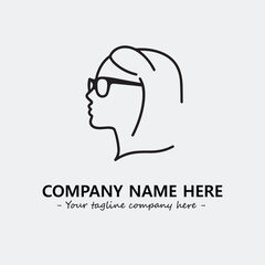 woman with glasses silhouette illustration black and white for logo company vector image
