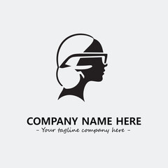 woman with glasses silhouette illustration black and white for logo company vector image
