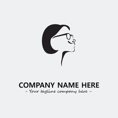 woman with glasses silhouette illustration black and white for logo company vector image
