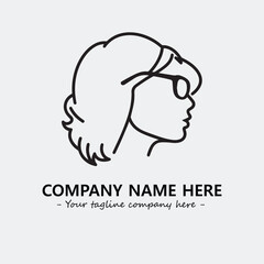 woman with glasses silhouette illustration black and white for logo company vector image
