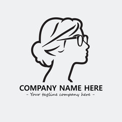 woman with glasses silhouette illustration black and white for logo company vector image
