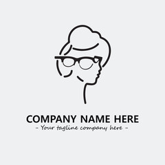 woman with glasses silhouette illustration black and white for logo company vector image
