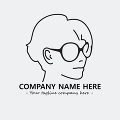 woman with glasses silhouette illustration black and white for logo company vector image
