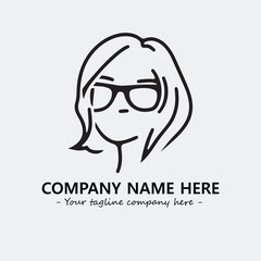 woman with glasses silhouette illustration black and white for logo company vector image

