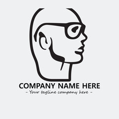 woman with glasses silhouette illustration black and white for logo company vector image
