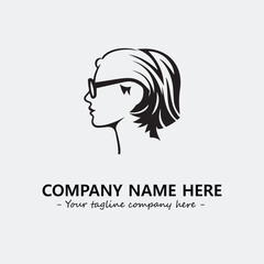 woman with glasses silhouette illustration black and white for logo company vector image
