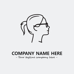 woman with glasses silhouette illustration black and white for logo company vector image
