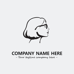 woman with glasses silhouette illustration black and white for logo company vector image
