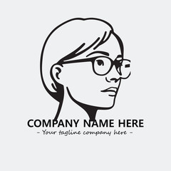 woman with glasses silhouette illustration black and white for logo company vector image
