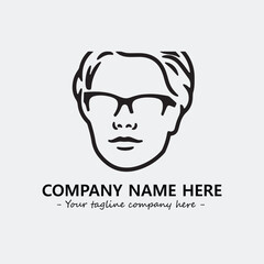 woman with glasses silhouette illustration black and white for logo company vector image
