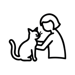 Pet Adoption Woman Petting Cat Care Icon