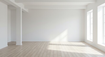 Empty White room in condominium. loft interior design. 3D Render