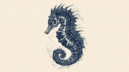 Fototapeta premium Seahorse illustration in ocean background for prints, books or wall decor