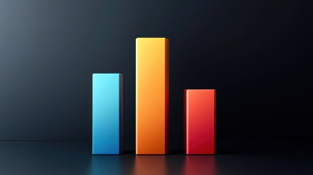Colorful 3D bar graph on dark background.