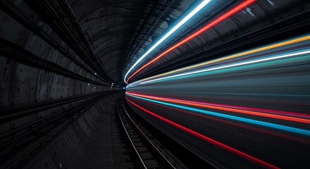 Light trails in the subway tunnel