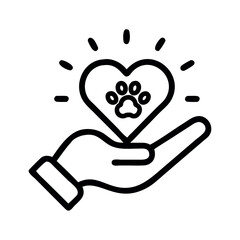 Pet Adoption Hand with Heart Paw Symbol