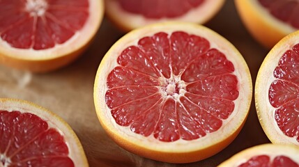 Juicy Grapefruit Halves Close Up Photography