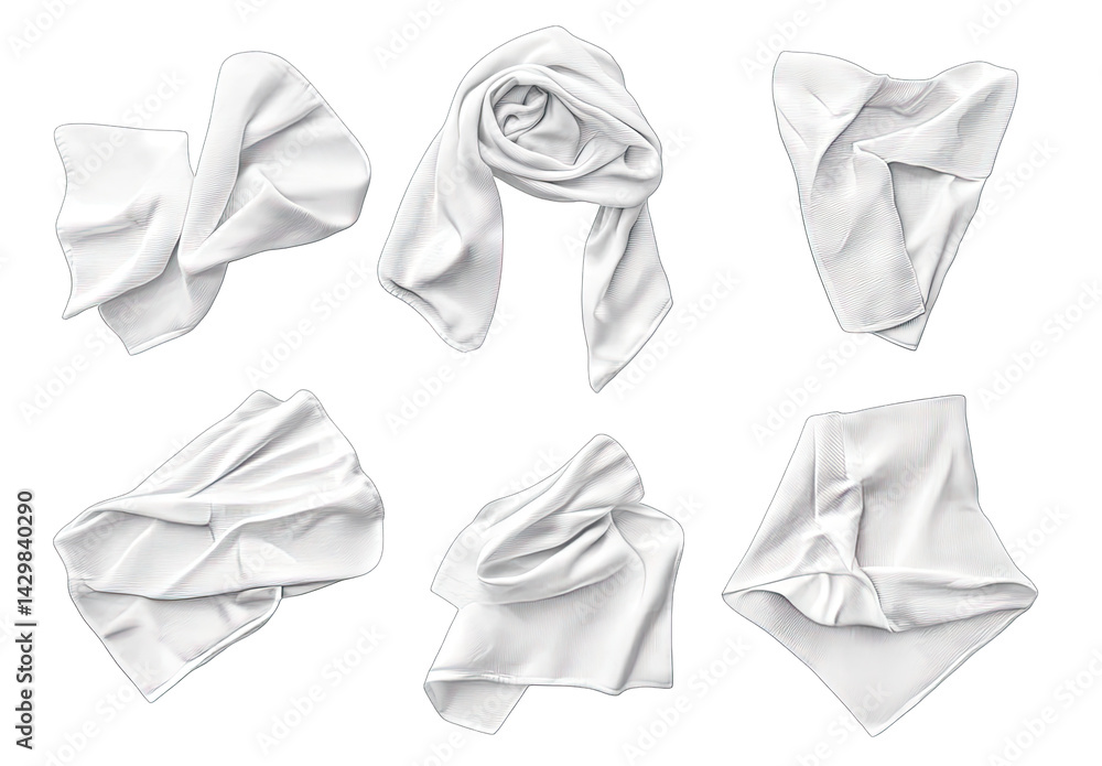 Poster various folds and drapes of white fabric showcasing different textures and arrangements it can be us