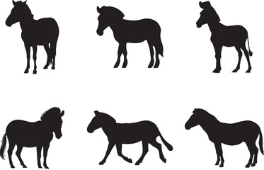 Zebra Set Silhouette Vector Wild Animal Graphic for Safari, Nature and Decor Design.eps