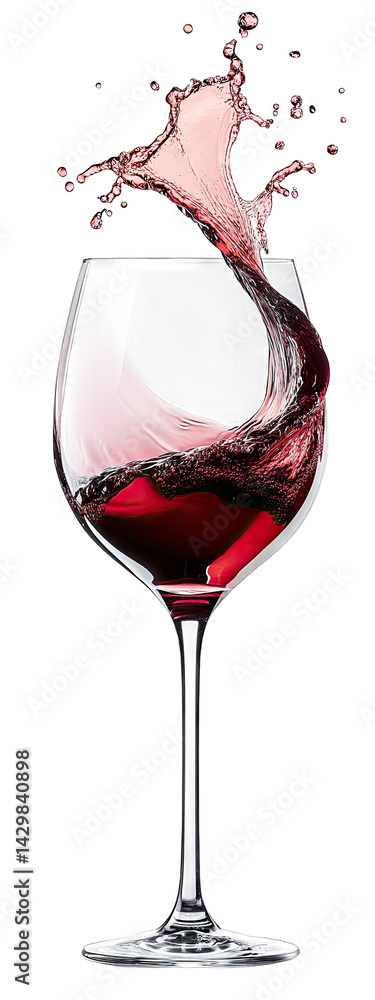 Aufkleber a glass filled with red wine showcasing a splash that creates an elegant and dynamic visual effect. 