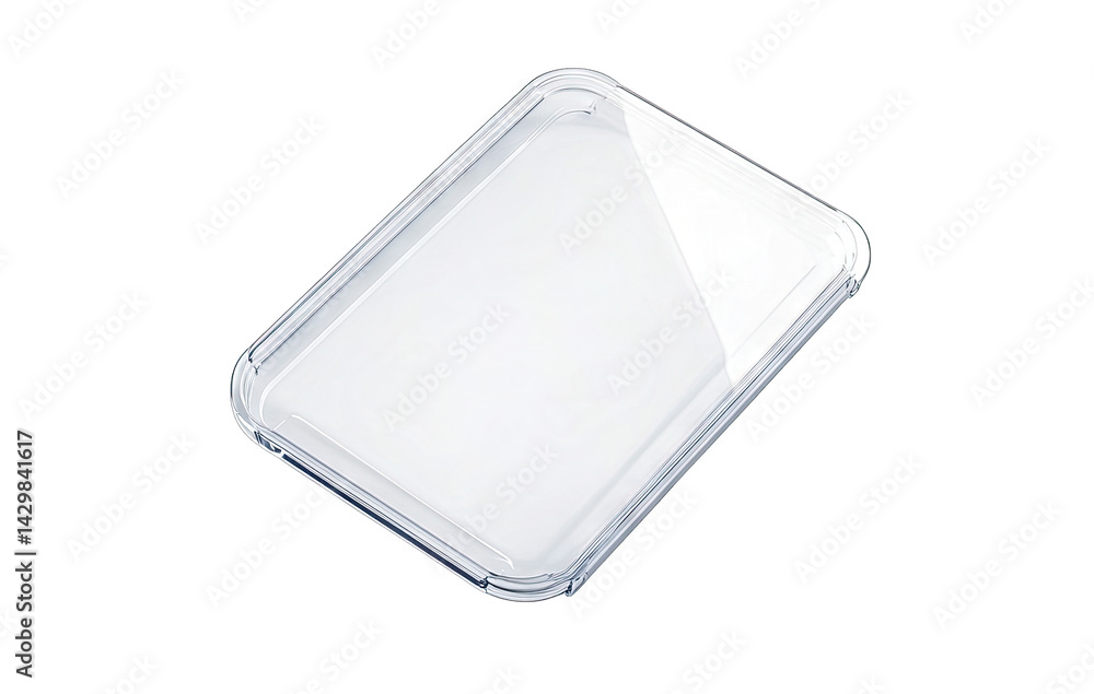 Poster a clear rectangular plastic tray with a smooth surface designed for organizing or serving items its 