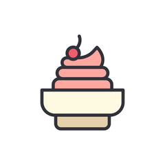 Cherry ice cream colored icons, minimalist vector illustration ,simple transparent graphic element .Isolated on white background
